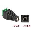 Delock Adapter, DC, 1,35 x 3,5 mm, csatlakozóhüvely > 2 tűs csatlakozóblokk (66730)
