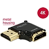 Delock adapter Gyors-sebességű HDMI Ethernettel - HDMI-A anya > HDMI-A apa 4K 90 fokos bal fekete (65660)