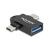 Delock Adapter USB 10 Gbps 2 az 1-ben A-típusú USB anya - USB Type-C apa + Mikro-B USB apa OTG