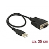 Delock Adapter USB 2.0 A-típusú dugó > 1 x soros RS-232 DB9 apa csavarokkal és csavaranyákkal elektr (62958)
