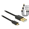 Delock Adat- és tölto kábel USB 2.0 A-típusú csatlakozóval > USB 2.0 Micro B típusú csatlakozó 3 db (83680)