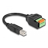 Delock B-típusú USB 2.0 kábel apa - terminal block adapter lenyomó gombbal 15 cm