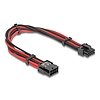 Delock Bővítő kábel 8 tűs apa - 6 + 2 tűs PCIe anya textil, fekete-piros borítással 30 cm