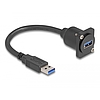 Delock D-típusú USB 5 Gbps kábel A-típusú apa A-típusú anya fekete 20 cm