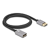 Delock DisplayPort bővítőkábel 8K 60 Hz 1 m szürke fém retesz nélküli