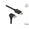 Delock DisplayPort kábel egyenes csatlakozódugóval - csatlakozódugóval 90 ívelt lefelé 8K 60 Hz 3 m (87052)