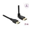 Delock DisplayPort kábel egyenes csatlakozódugóval - csatlakozódugóval 90 ívelt felfelé 8K 60 Hz 2 m retesz nélküli (87150)