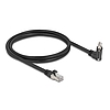 Delock GigE kamera kábel RJ45 apa 45 -ban elcsavart és 90 -ban hajlított szögekkel - RJ45 apa Cat.6 S/FTP 1 m fekete