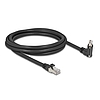 Delock GigE kamera kábel RJ45 apa 45 -ban elcsavart és 90 -ban hajlított szögekkel - RJ45 apa Cat.6 S/FTP 2 m fekete