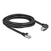 Delock GigE kamera kábel RJ45 apa 90 -ban hajlított csavarokkal - RJ45 apa Cat.6 S/FTP 3 m fekete
