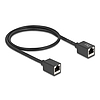 Delock Hálózat bővítő kábel RJ45 anya - RJ45 anya Cat.6A S/FTP 0,5 m fekete