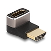 Delock HDMI adapter apa - anya 90 lefelé néző csatlakozódugóval 8K 60 Hz szürke fém