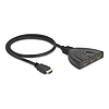 Delock HDMI switch 3 x HDMI bemenet - 1 x HDMI kimenet 8K 60 Hz, integrált kábellel 60 cm