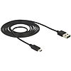 Delock Kábel, EASY-USB 2.0-s A csatlakozó > EASY-USB 2.0-s Micro-B csatlakozó 2 m, fekete (83850)