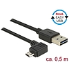Delock Kábel, EASY-USB 2.0-s A csatlakozó > EASY-USB 2.0-s Micro-B csatlakozó ívelt bal / jobb, 0,5m (83847)