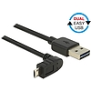 Delock Kábel, EASY-USB 2.0-s A-típusú csat. > EASY-USB 2.0-s Micro-B típusú csat.ívelt 0,5 m, fekete (83849)
