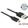 Delock Kábel, EASY-USB 2.0-s A-típusú csatlakozódugó > EASY-USB 2.0-s Micro-B típusú csatlakozódugó, (83845)