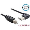 Delock Kábel, EASY-USB 2.0-s A- típusú csatlakozódugó, ívelt bal / jobb > USB 2.0-s B-típusú csatlak (85167)