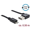 Delock Kábel, EASY-USB 2.0-s A- típusú csatlakozódugó, ívelt bal / jobb > USB 2.0-s Micro-B-típusú c (85163)