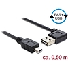 Delock Kábel, EASY-USB 2.0-s A- típusú csatlakozódugó, ívelt bal / jobb > USB 2.0-s Mini-B-típusú cs (85175)