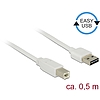 Delock Kábel, EASY-USB 2.0-s A-típusú csatlakozódugó > USB 2.0-s B-típusú csatlakozódugó, 0,5 m, feh (83685)
