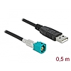 Delock Kábel HSD Z apa - A-típusú USB 2.0 apa 0,5 m (90489)