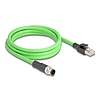 Delock Kábel M12 D kódolt 4 tűs apa - RJ45 apa PUR (TPU) 2 m