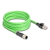 Delock Kábel M12 D kódolt 4 tűs apa - RJ45 apa PUR (TPU) 5 m