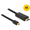 Delock Kábel mini Displayport 1.1 dugó - High Speed HDMI A dugó 4K 1 m, aranyozott, fekete (83698)