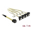 Delock Kábel Mini SAS HD SFF-8643 >4 x SATA 7 érintkezős hüvely 90 fokban ívelt 1 m (85685)