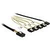 Delock Kábel Mini SAS SFF-8087 > 4 x 7 tus SATA fordított + oldalsáv, 0,5 m (83318)