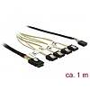 Delock Kábel Mini SAS SFF-8087 > 4 x 7 tűs SATA + oldalsáv, 1 m fém (85682)