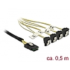 Delock Kábel Mini SAS SFF-8087 >4 x SATA 7 érintkezős hüvely 90 fokban ívelt 0,5 m (85686)