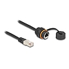 Delock Kábel RJ45 apa - RJ45 anya Cat.6A beépített használatra M20 cérnával és védő kupakkal IP68 por és vízhatlan 25 cm, fekete színű