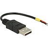 Delock Kábel USB 2.0 A-típusú csatlakozódugóval > 2 db nyitott vezetékkel, 10 cm Raspberry Pi (85250)