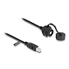 Delock Kábel USB 2.0 B-típusú apa USB 2.0 B-típusú anya installálásra IP68 por és víz elleni védő bajonettzá kalappal fekete, 1 m