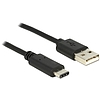 Delock Kábel USB C típus 2.0 dugó > USB 2.0 A típusú dugó 1 m fekete (83600)