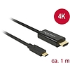 Delock Kábel USB Type-C csatlakozó> HDMI csatlakozó (DP váltakozó mód) 4K 30 Hz, 1 m, fekete (85258)