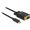 Delock Kábel USB Type-C csatlakozó > VGA csatlakozó (DP váltakozó mód) Full HD 1080p,1 m, fekete (85261)