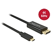 Delock Kábel USB Type-C csatlakozódugó > Displayport csatlakozódugó (DP vált.) 4K 60 Hz,3 m,fekete (85257)