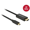 Delock Kábel USB Type-C csatlakozól > HDMI csatlakozó (DP váltakozó mód) 4K 60 Hz, 2 m fekete (85291)