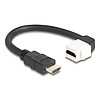 Delock Keystone modul HDMI kábel apa - anya 90 -ban hajlított 8K 60 Hz 20 cm, fekete
