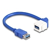 Delock Keystone modul USB kábel 5 Gbps A-típusú USB anya - A-típusú USB anya 90 -ban hajlított 20 cm, kék