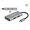 Delock Külső USB 3.2 Gen 2 USB Type-C hub 2 A-típusú és 2 USB Type-C csatlakozó felülettel (63260)