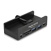 Delock Külső USB 5 Gbps 3 Port Hubon keresztül 2 x A-típusú USB, 1 x USB Type-C -k és 2 bemenetes kártyaolvasó záró csavarmenettel