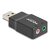 Delock Külső USB hangkártya 2 x 3,5 mm-es sztereo jack Plug & Play audio adapterrel személyi számítógépekhez, laptopokhoz és Mac rendszerekhez fekete