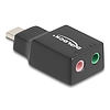 Delock Külső USB Type-C hangkártya 2 x 3,5 mm-es sztereo jack Plug & Play audio adapterrel személyi számítógépekhez, laptopokhoz és Mac rendszerekhez