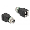 Delock M12 Adapter D-kódolt 4 tűs anya - RJ45 anya egyenes