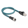 Delock M12 adapter kábel A-kódolt 8 tűs anya - RJ45 apa 50 cm