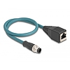 Delock M12 adapter kábel A-kódolt 8 tűs apa - RJ45 anya 50 cm